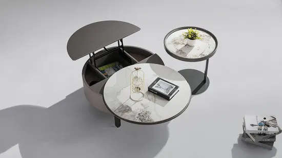 New Light Luxury Design Round Modern Design Round Living Room Furniture Combination Coffee Table with Storage