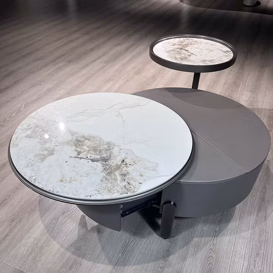 New Light Luxury Design Round Modern Design Round Living Room Furniture Combination Coffee Table with Storage