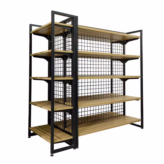 Estante de metal con respaldo de alambre Estante de góndola de supermercado Tienda Muebles de supermercado Estante de supermercado usado Diseño Tienda Estante de exhibición de tienda