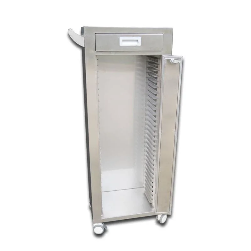 Hospital Furniture 304 Stainless Steel Medical Patient File Record Trolley History File Cart with 30 Shelves