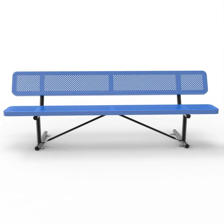 OEM 96" High Quality Expanded Metal Bench Blue Square / Factory Metal Steel Thermoplastic Benches