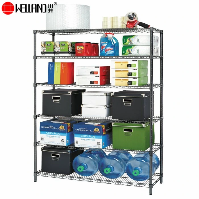 Different Finish Available 6 Layer Black Heavy Duty Storage Steel Wire Shelving