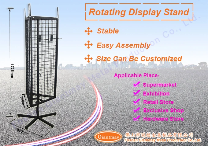 Giantmay 3 Sided Retail Metal Revolving Display Wire Rotating Shelf